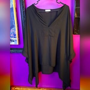 Prinzzesa Botique Sheer Black Women's Top. Wide Flowy Sleeves.
